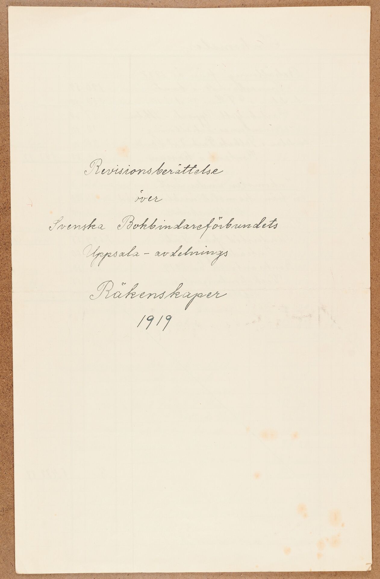 Bokbindareförbundet avd Uppsala - financial statement (1919)