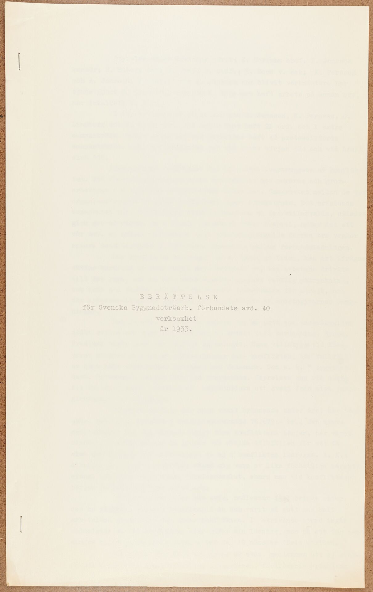 Byggnadsarbetareförbundet avd 146 Uppsala - annual report (1933)