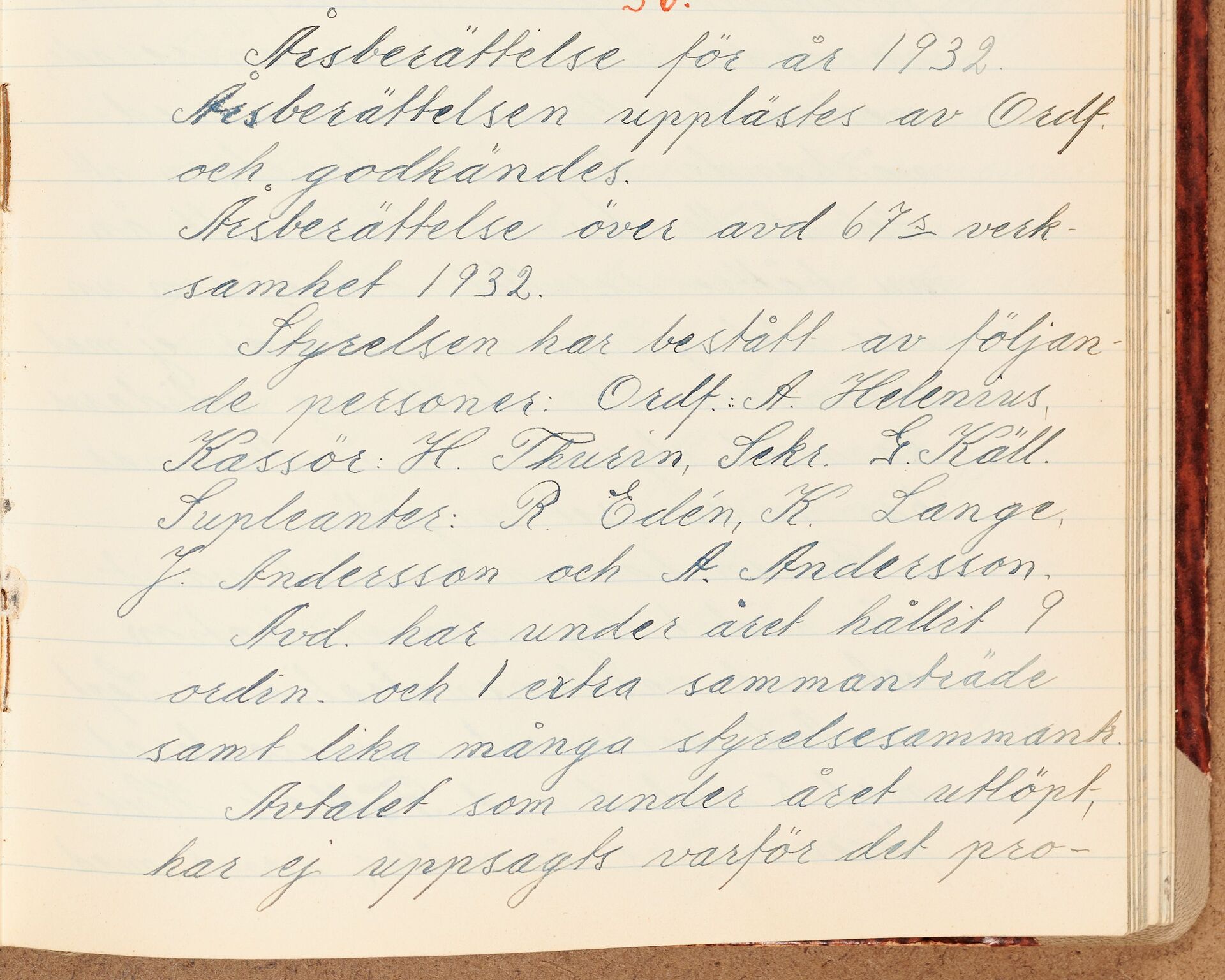 Förenade Förbunden avd 067 sektion Gahns Uppsala - annual report (1932)