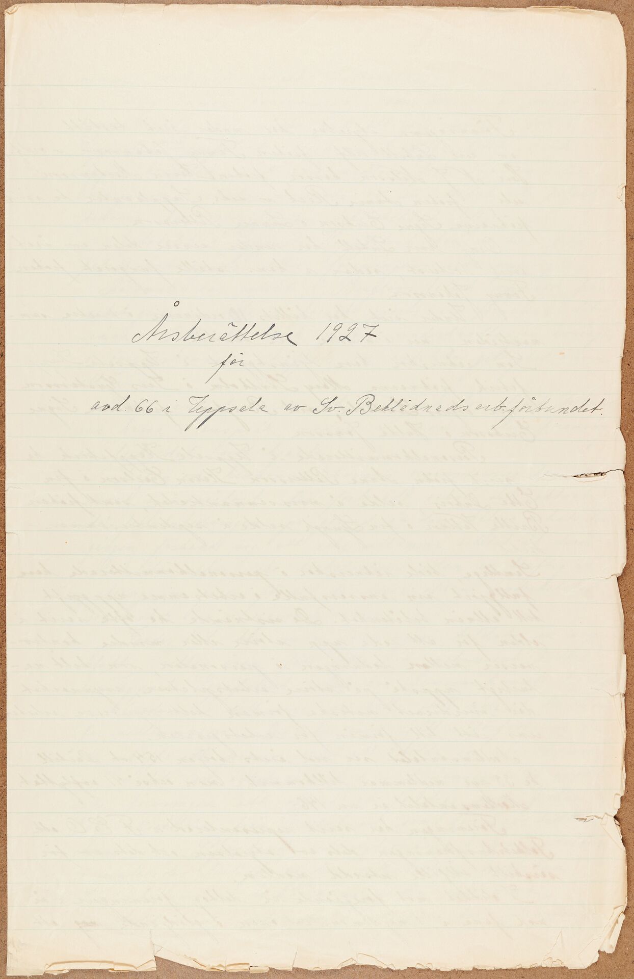 Beklädnadsarbetareförbundet avd 066 Uppsala - annual report (1927)