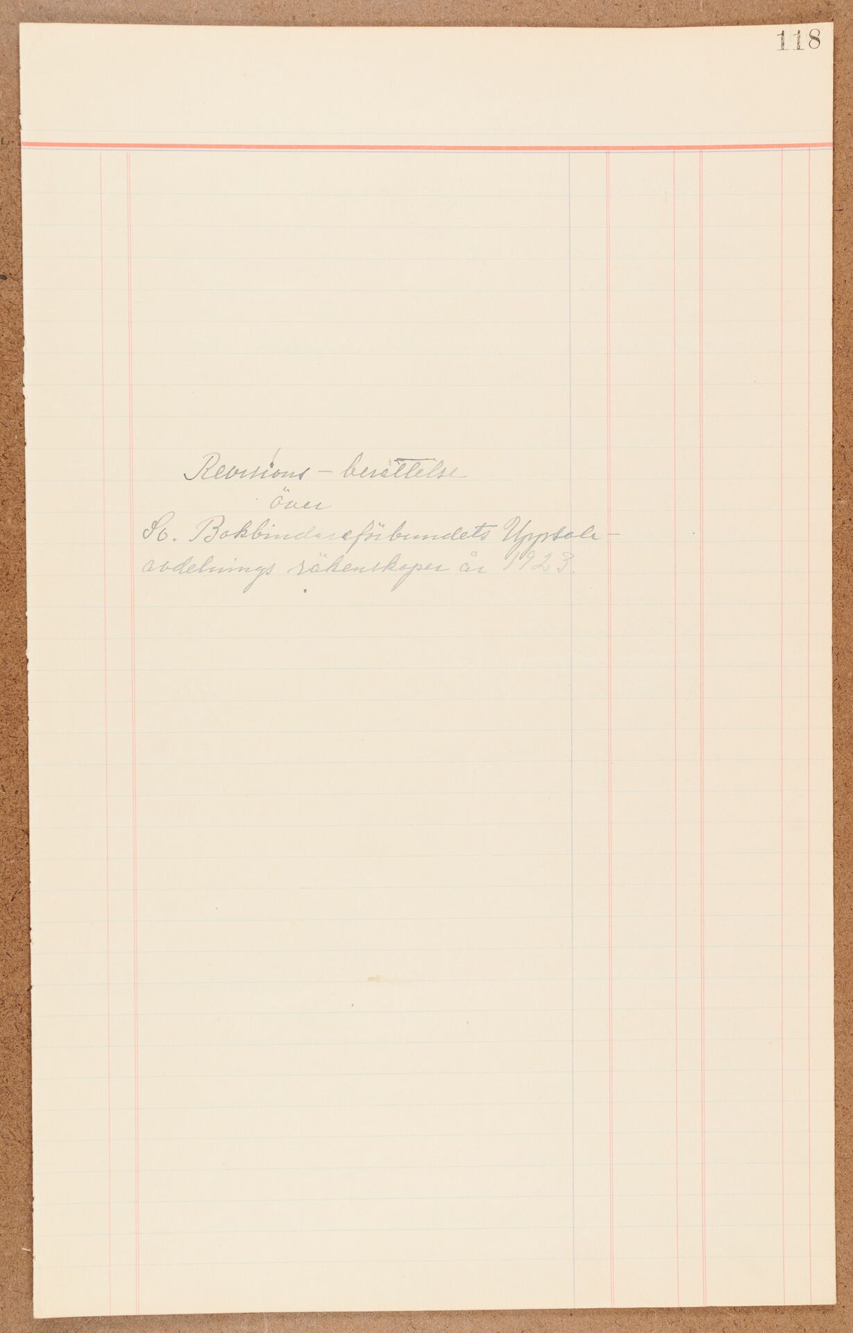 Bokbindareförbundet avd Uppsala - financial statement (1923)