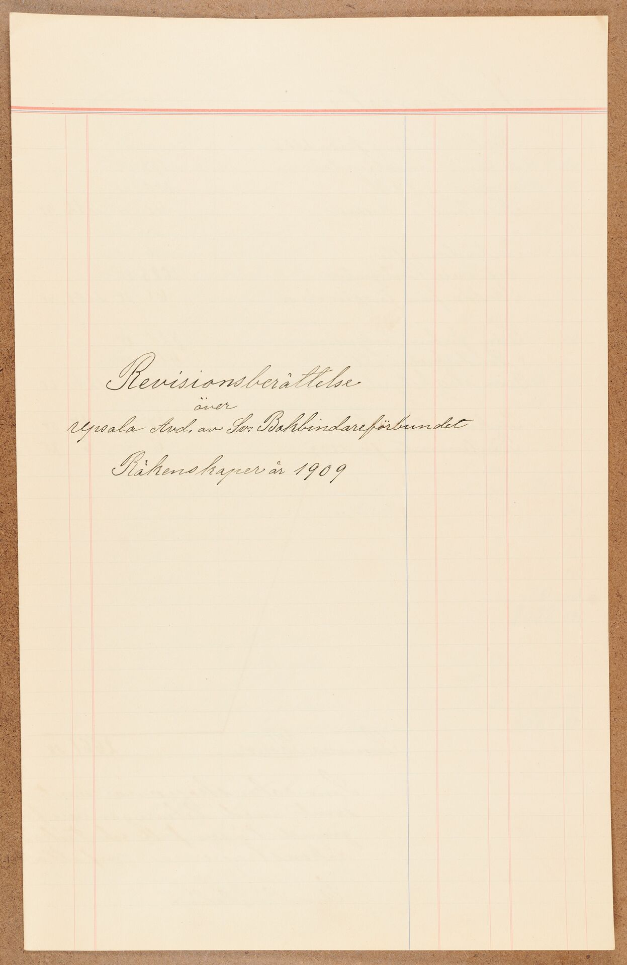 Bokbindareförbundet avd Uppsala - financial statement (1909)