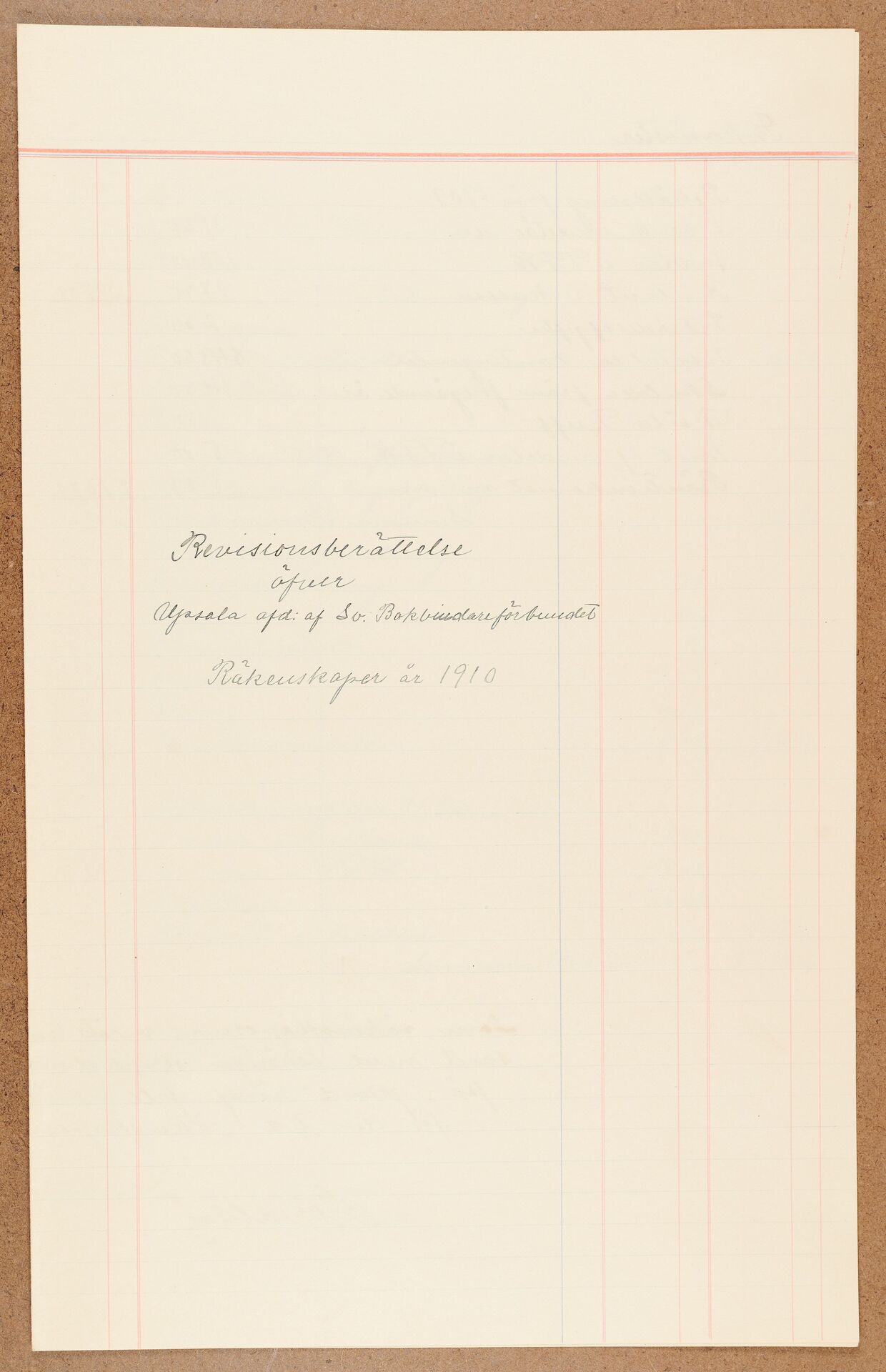 Bokbindareförbundet avd Uppsala - financial statement (1910)