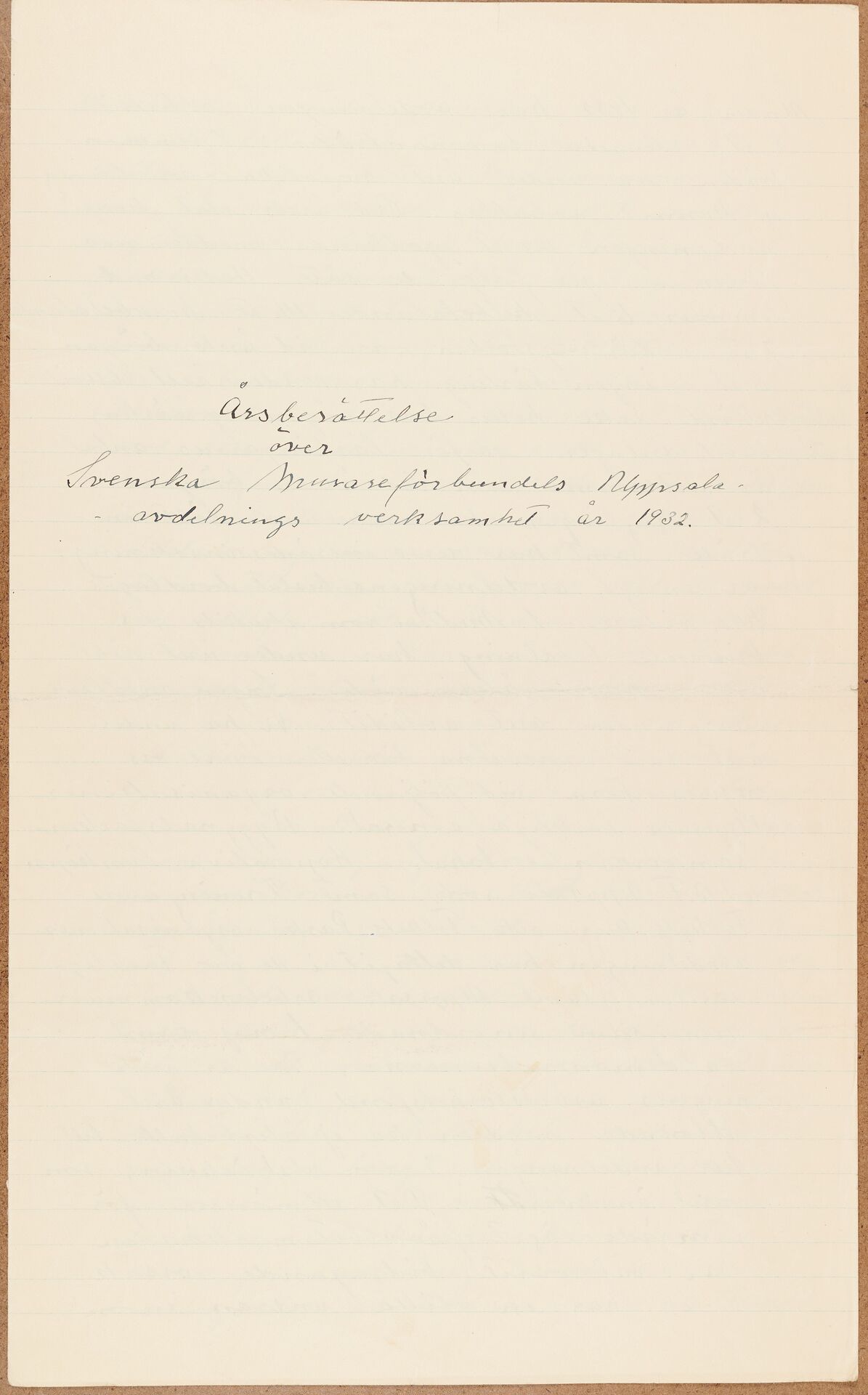Byggnadsarbetareförbundet avd 025 (Murarna) Uppsala - annual report (1932)