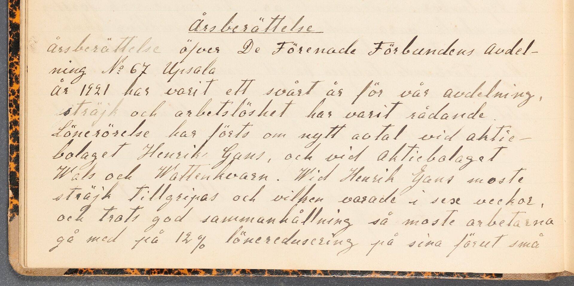 Kemisk-Tekniska Kvarn- och Läderarbetareförbundet avd 067 Uppsala - annual report (1921)