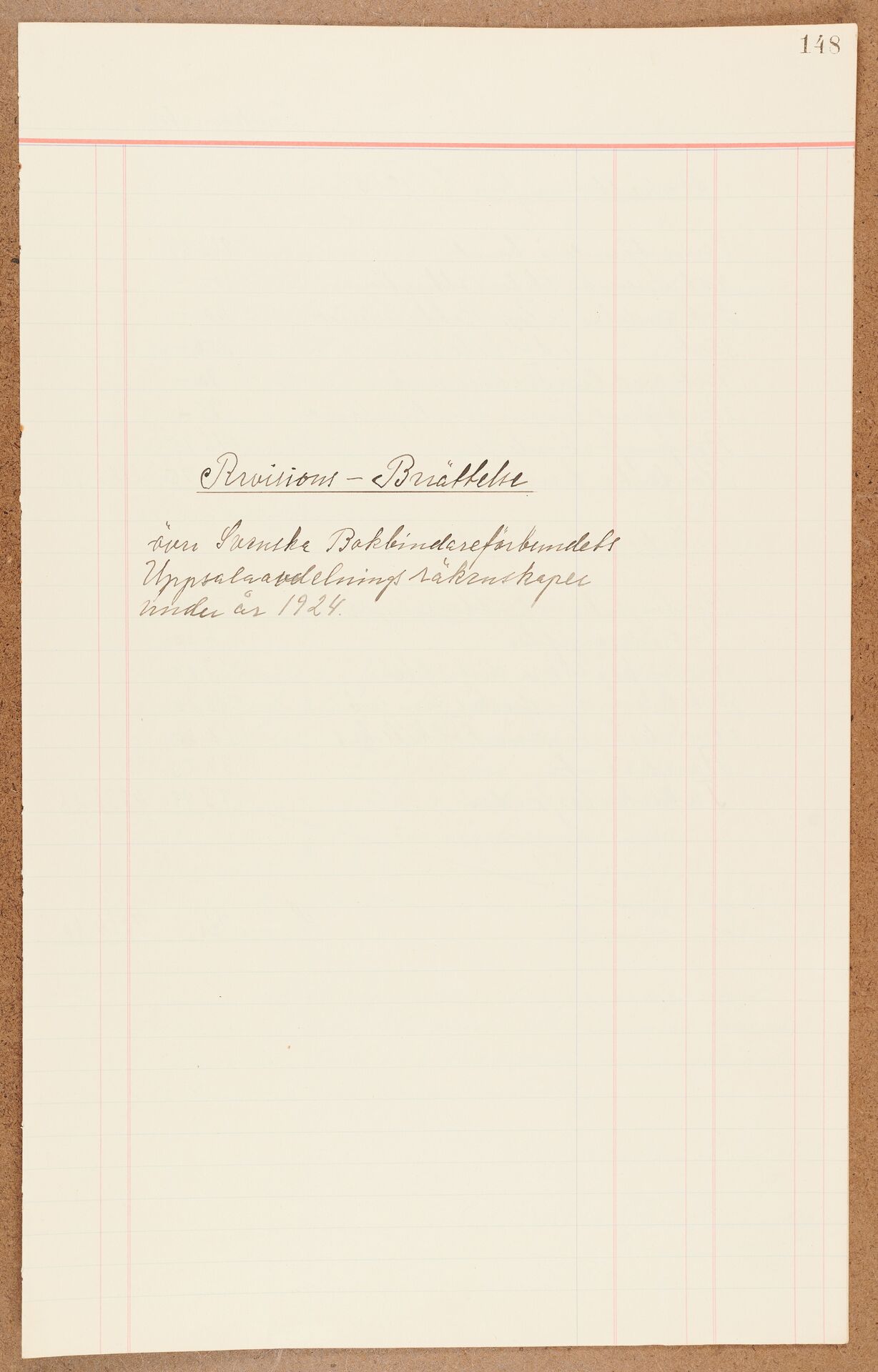 Bokbindareförbundet avd Uppsala - financial statement (1924)