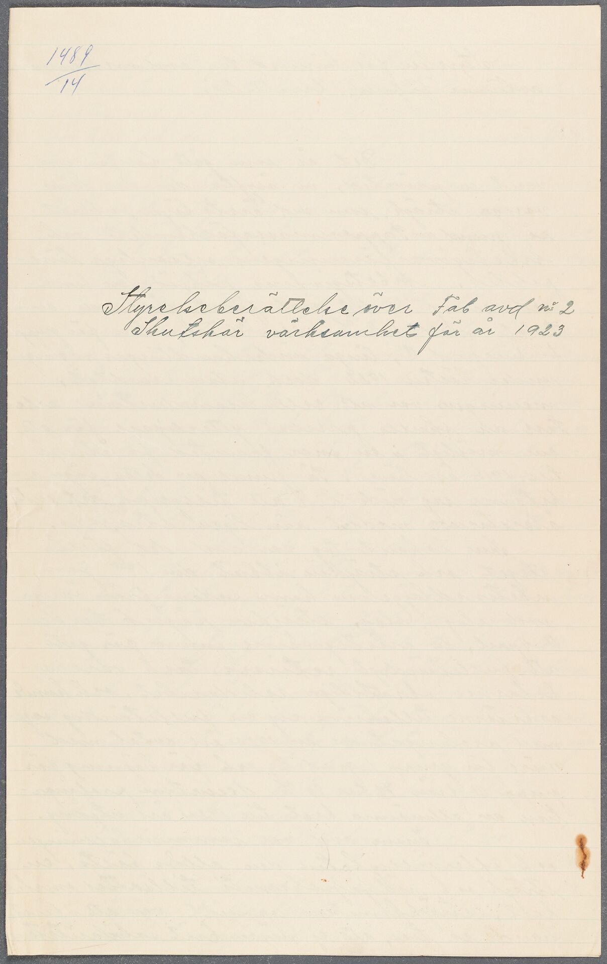 Pappersindustriarbetareförbundet avd 002 Skutskär - annual report (1923)
