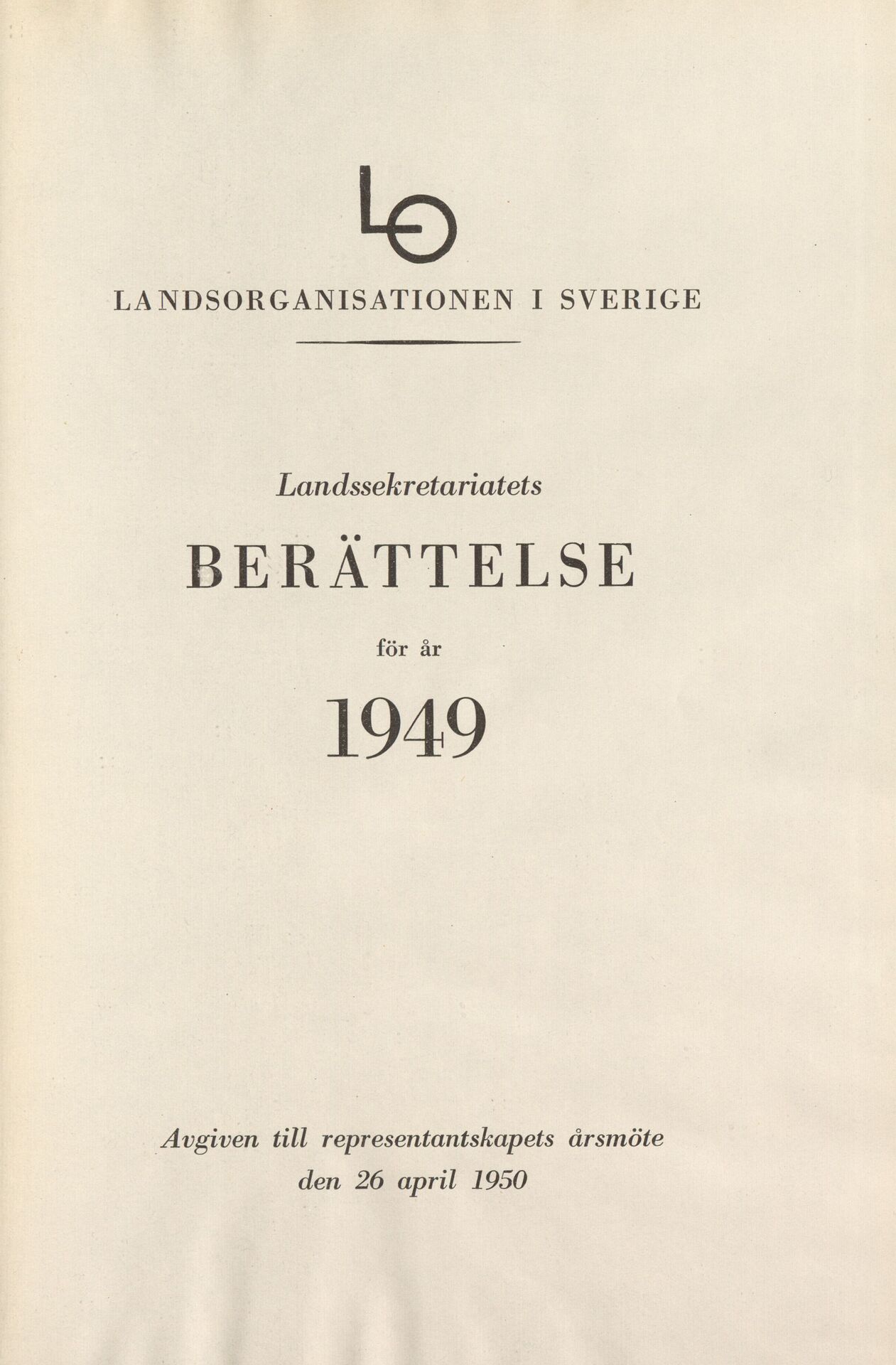 Landssekretariatets berättelse för år 1949