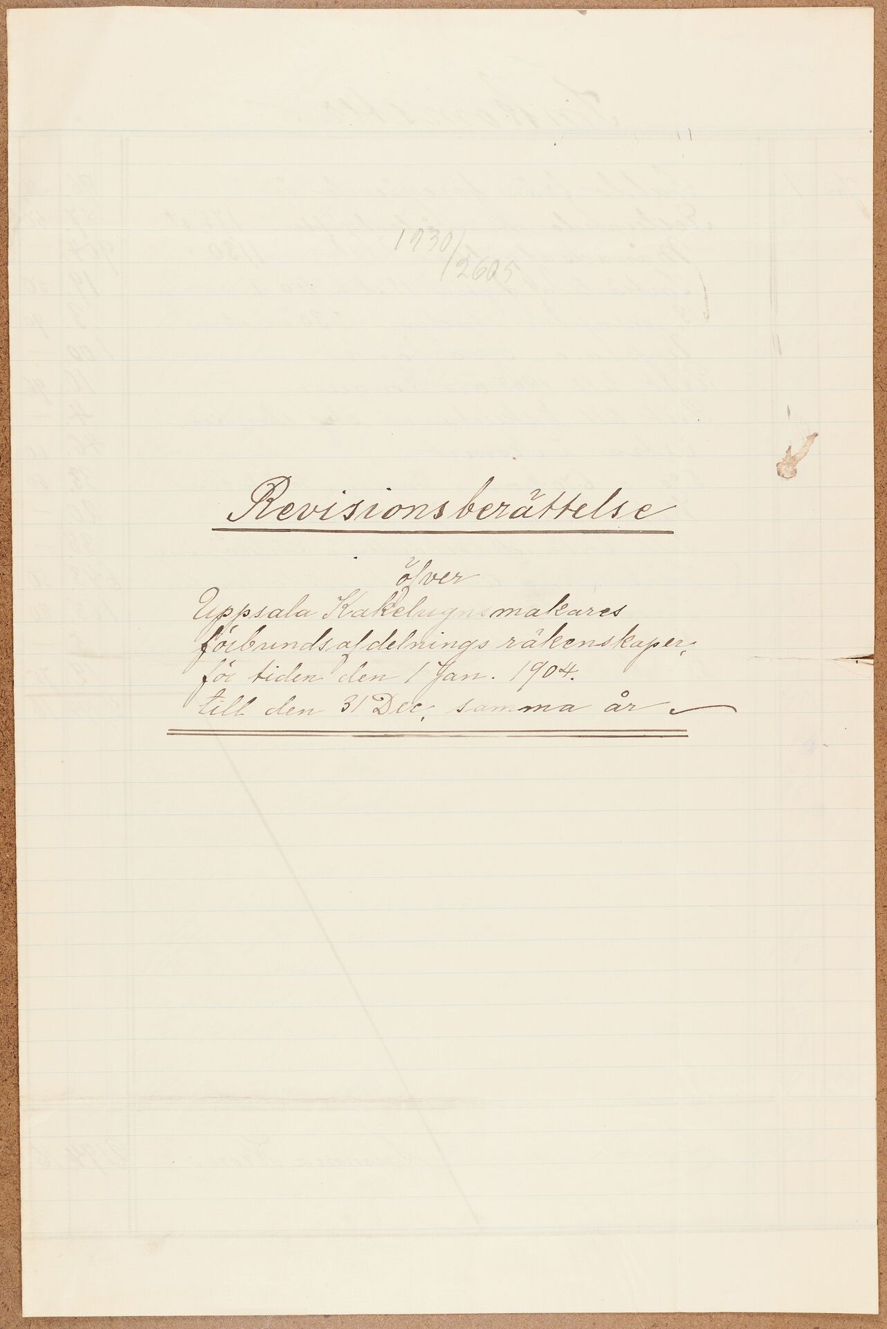 Fabriksarbetareförbundet avd 174 Uppsala - financial statement (1904)